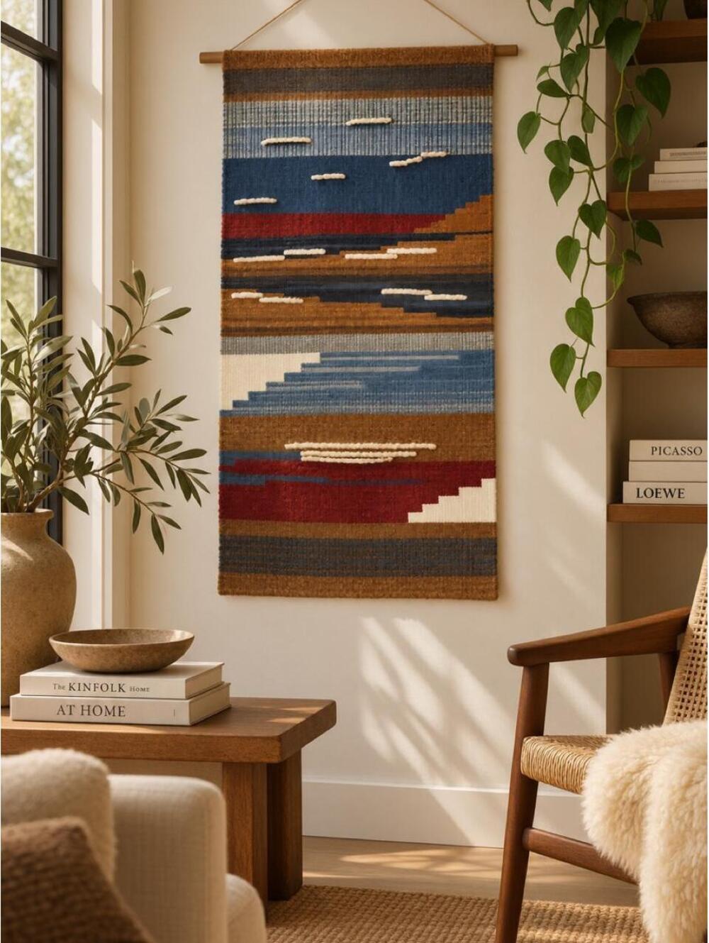RARE 60s/70s HANDWOVEN FIBER ART WALL HANGING